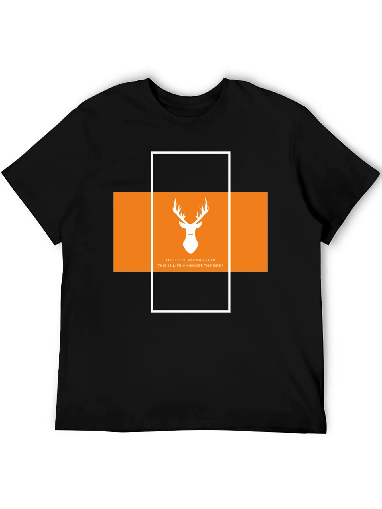 Bold Deer Graphic Tee - Stylish Black Cotton T-Shirt