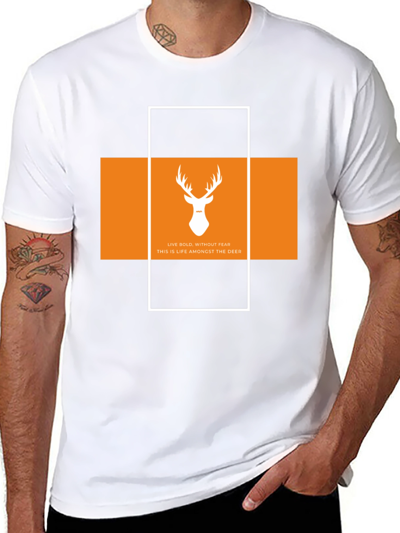 Bold Deer Graphic Tee - Stylish Black Cotton T-Shirt