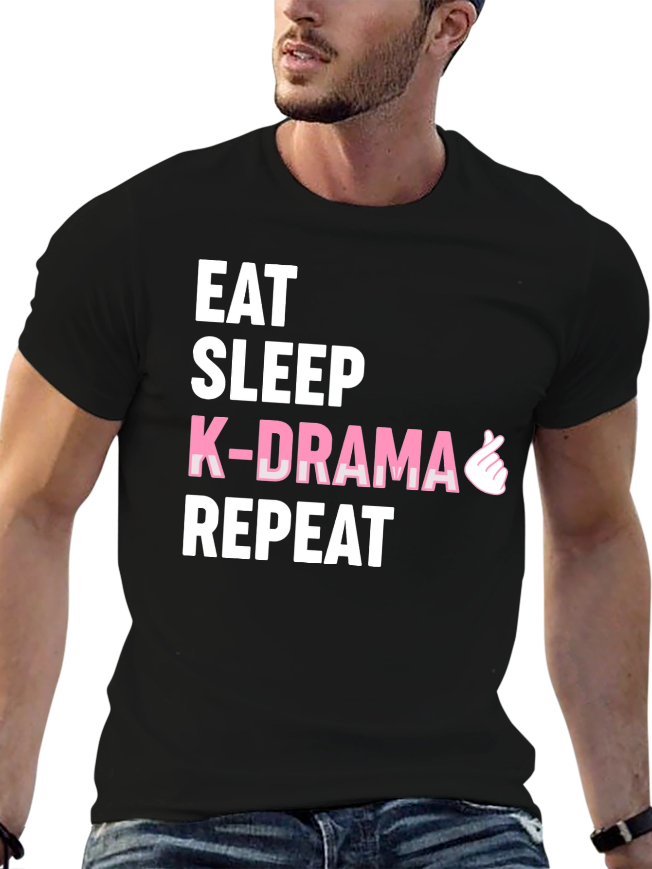 Eat Sleep K-Drama Repeat Black Tee