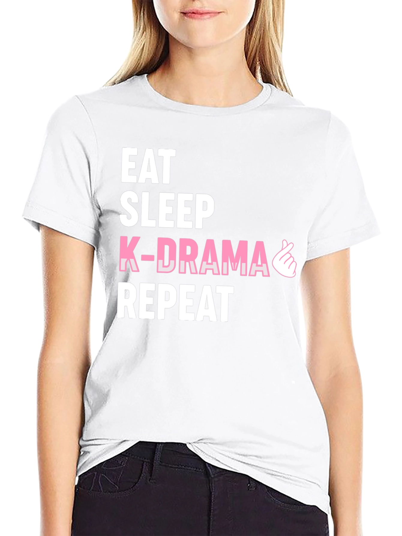 Eat Sleep K-Drama Repeat Black Tee