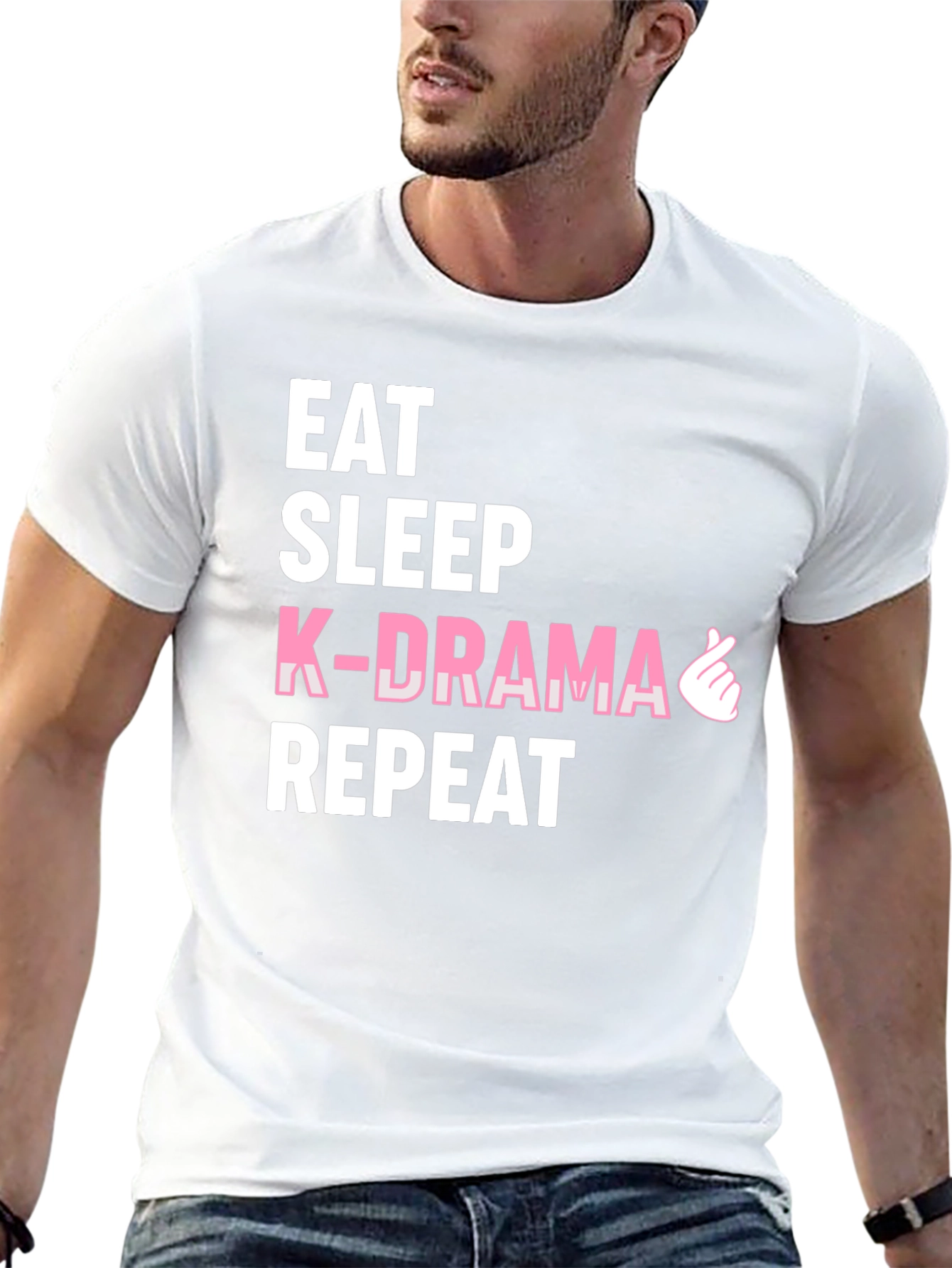 Eat Sleep K-Drama Repeat Black Tee