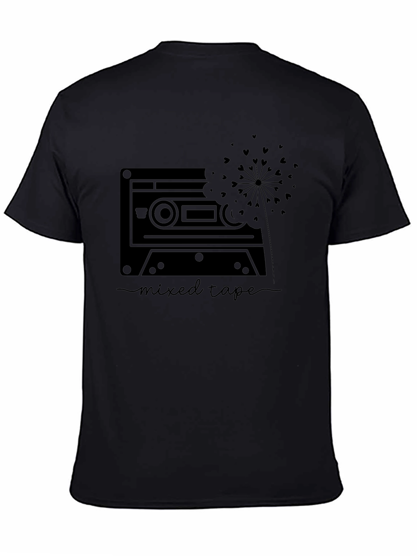 Mixed Tape Heart Dandelion Graphic Tee - Black