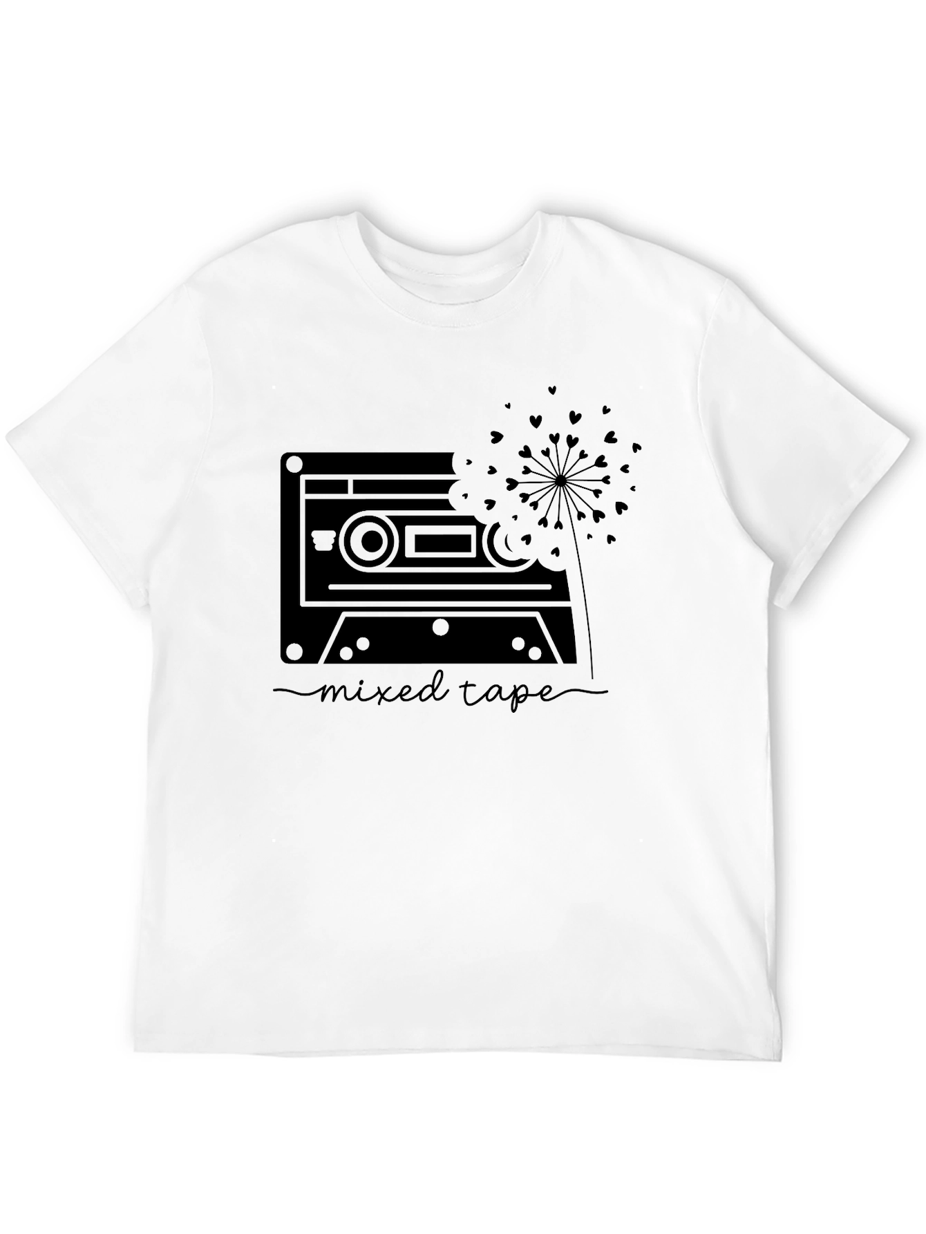 Mixed Tape Heart Dandelion Graphic Tee - Black