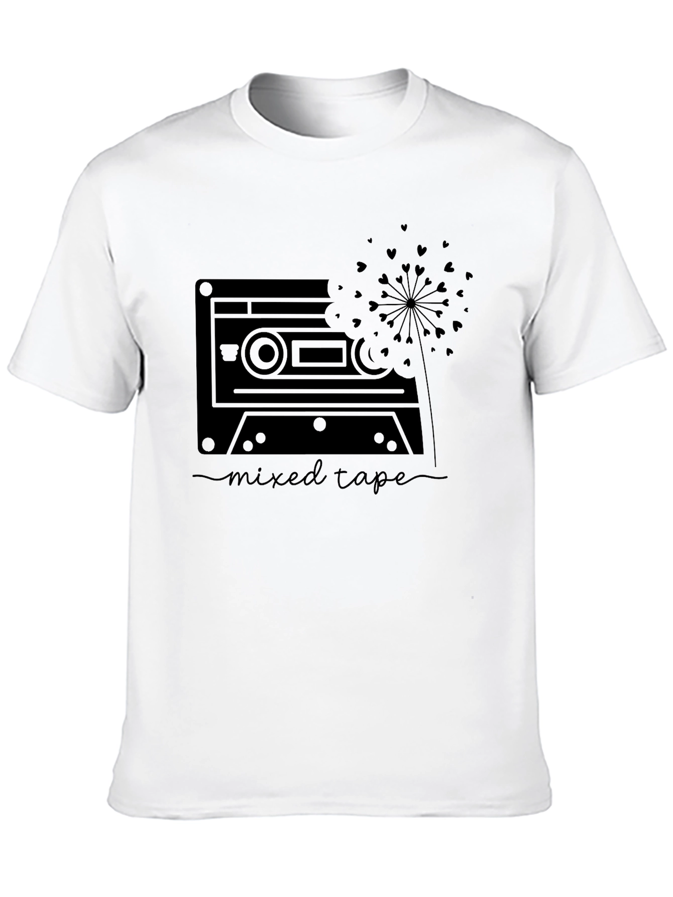 Mixed Tape Heart Dandelion Graphic Tee - Black