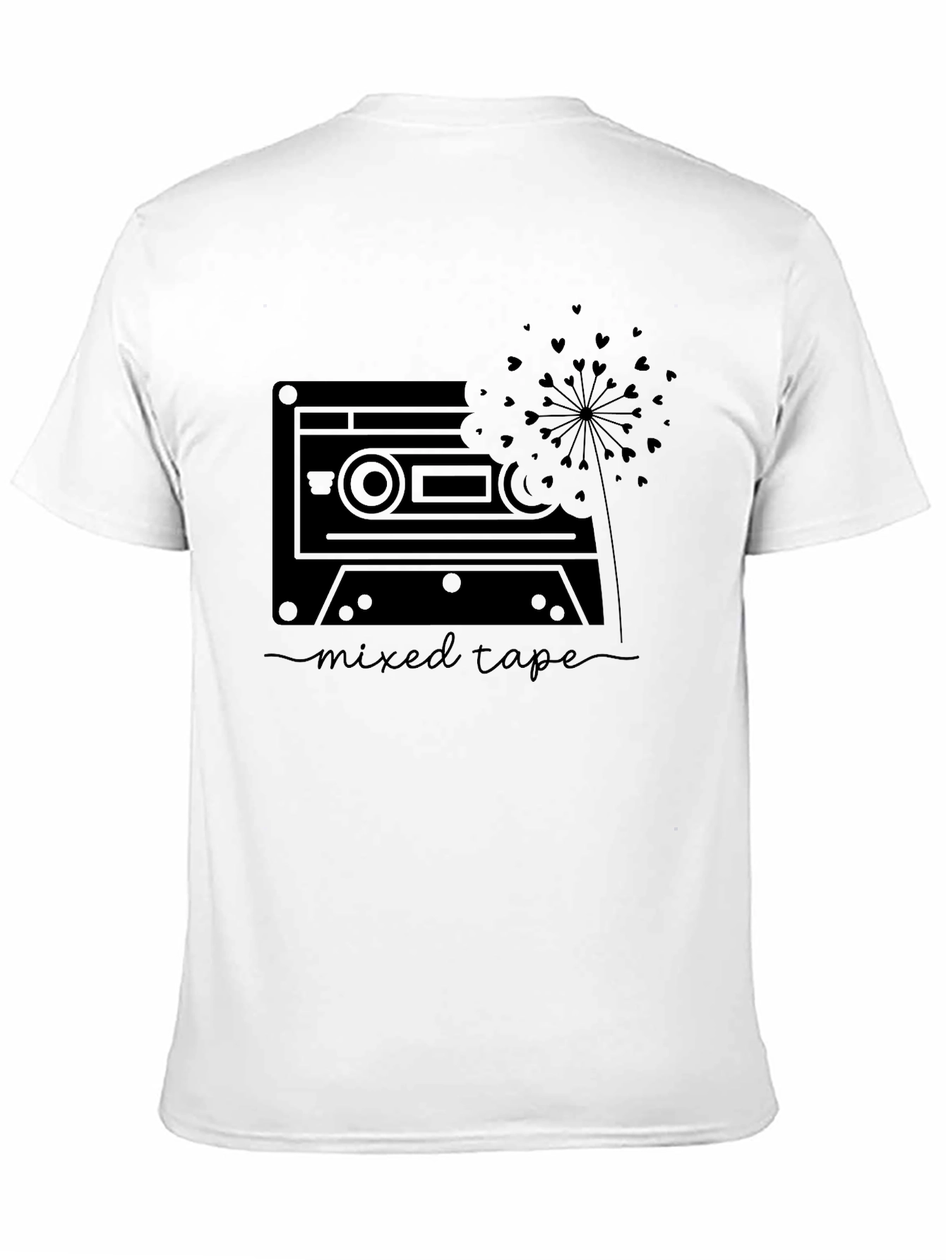 Mixed Tape Heart Dandelion Graphic Tee - Black