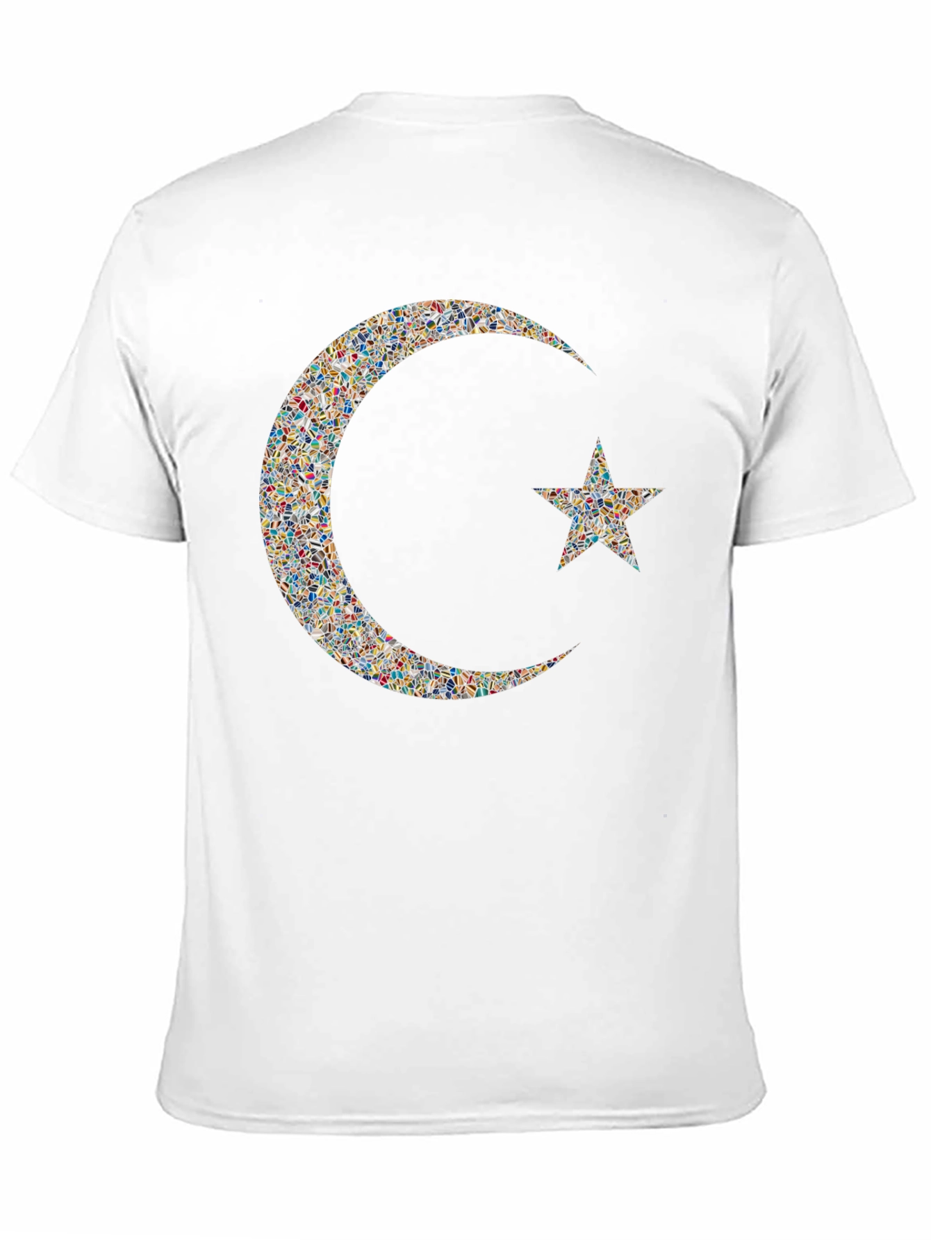 Mosaic Crescent Moon and Star Graphic T-Shirt