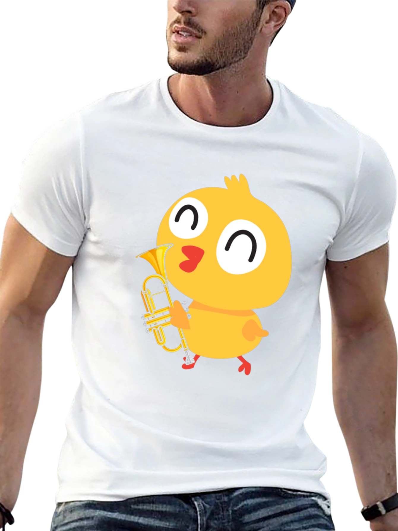 Cute Chick Trumpet Player Black T-Shirt