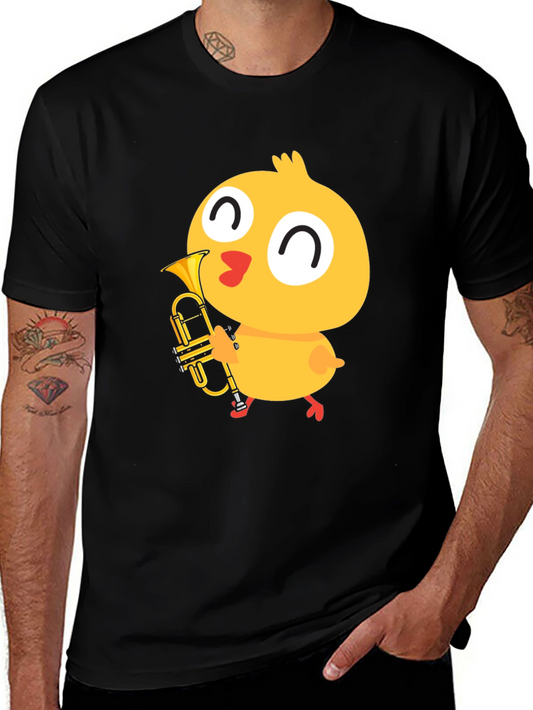 Cute Chick Trumpet Player Black T-Shirt