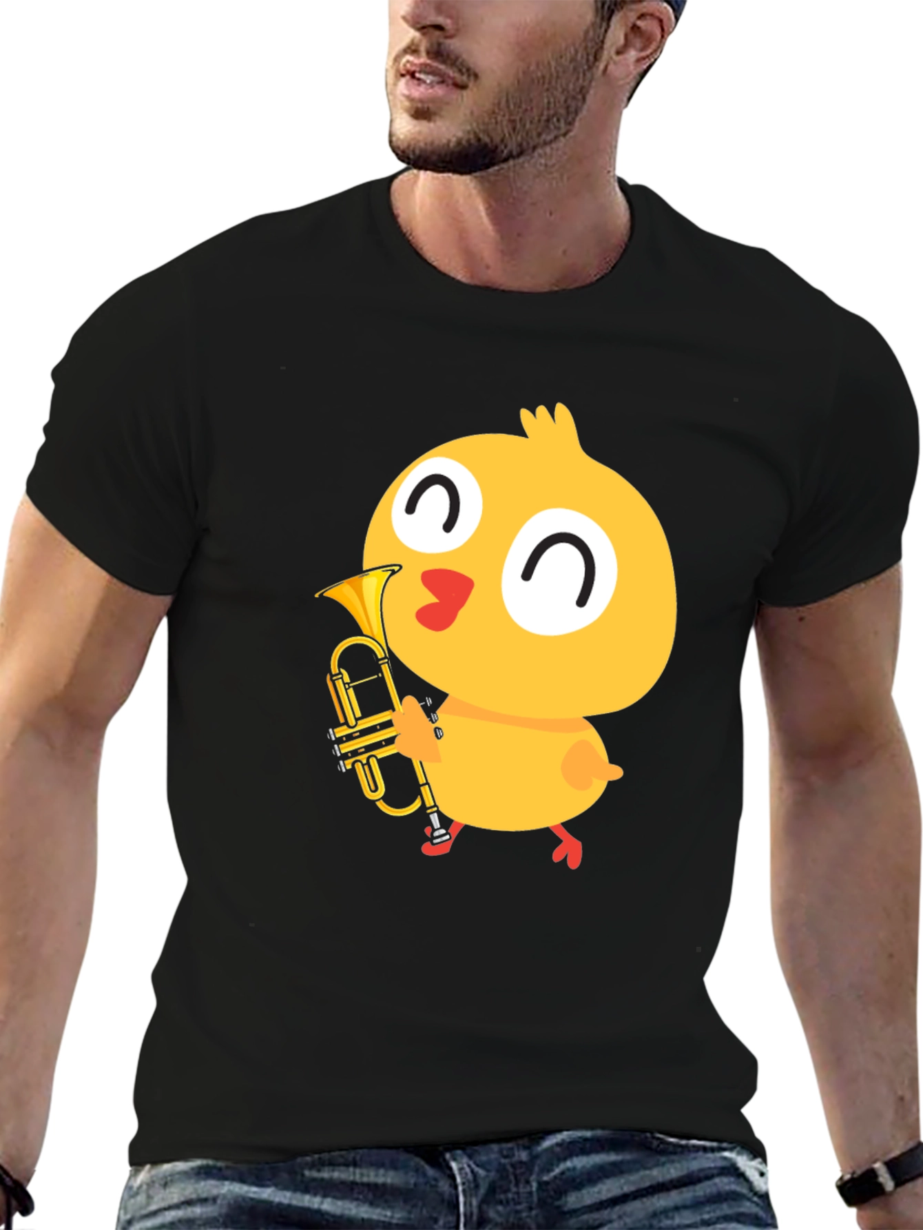 Cute Chick Trumpet Player Black T-Shirt