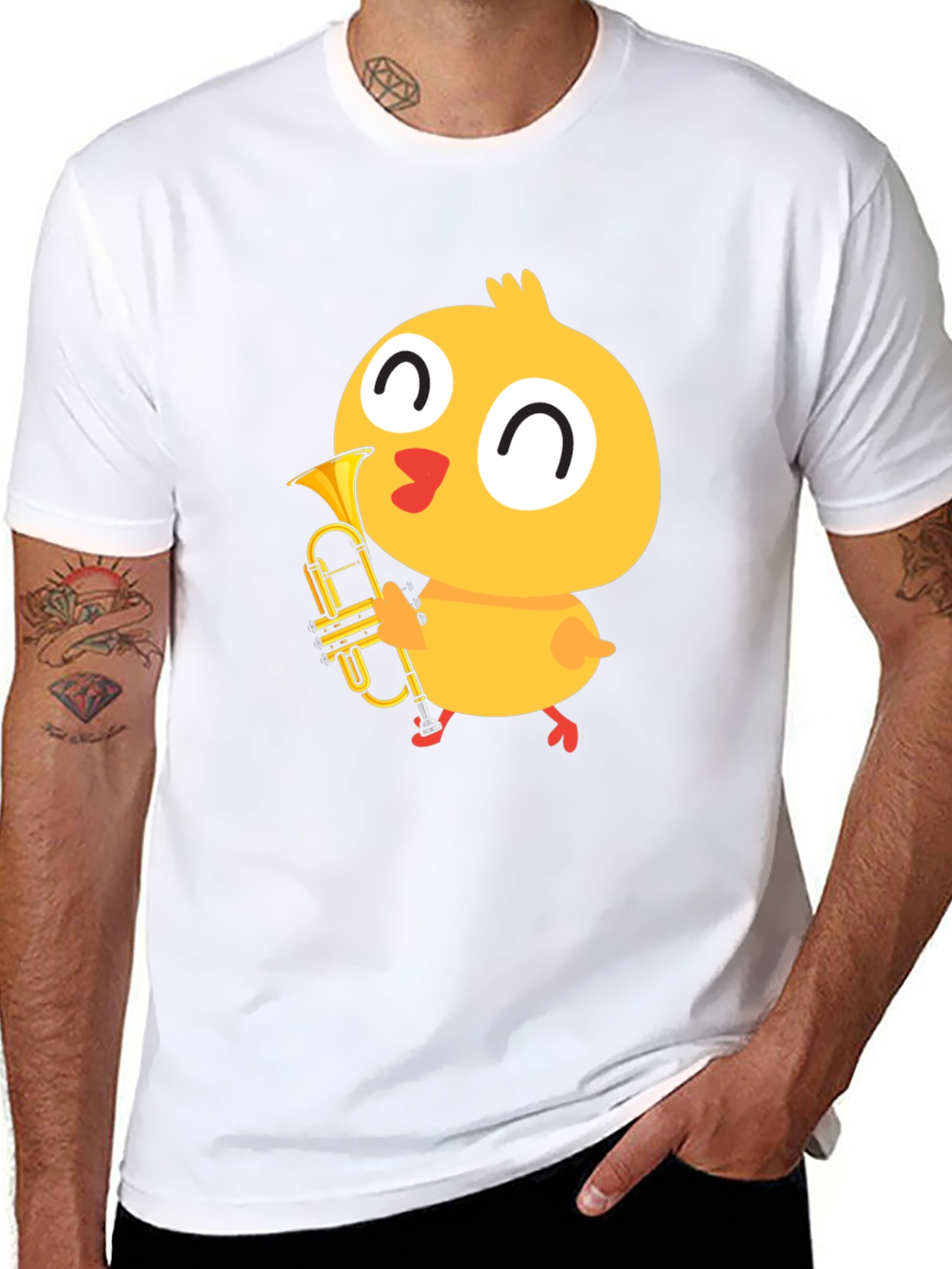 Cute Chick Trumpet Player Black T-Shirt