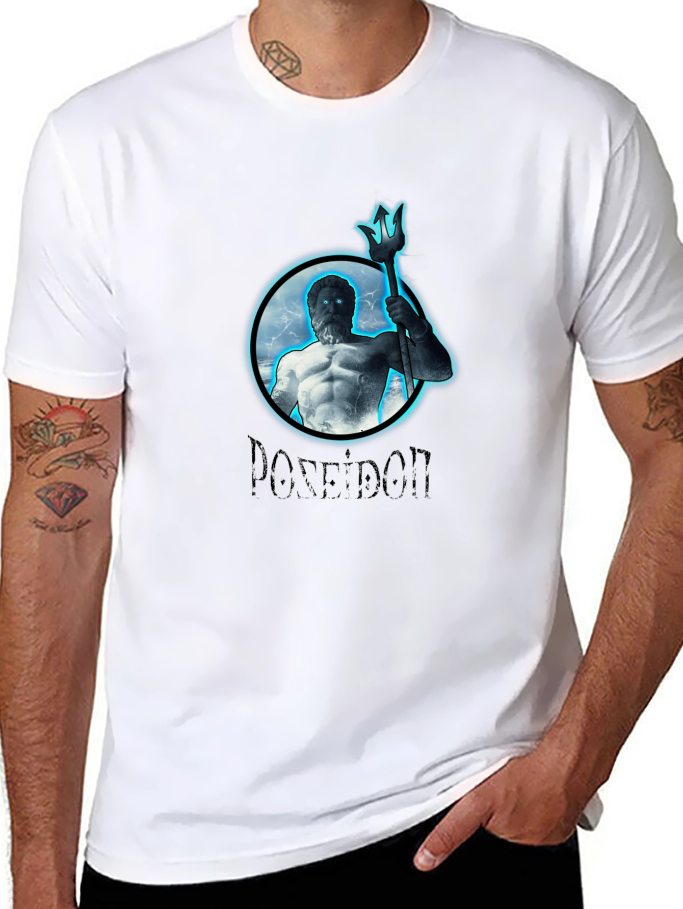Poseidon Graphic Print Black T-Shirt