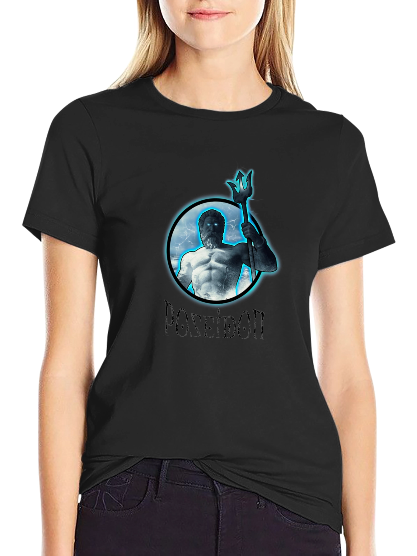 Poseidon Graphic Print Black T-Shirt