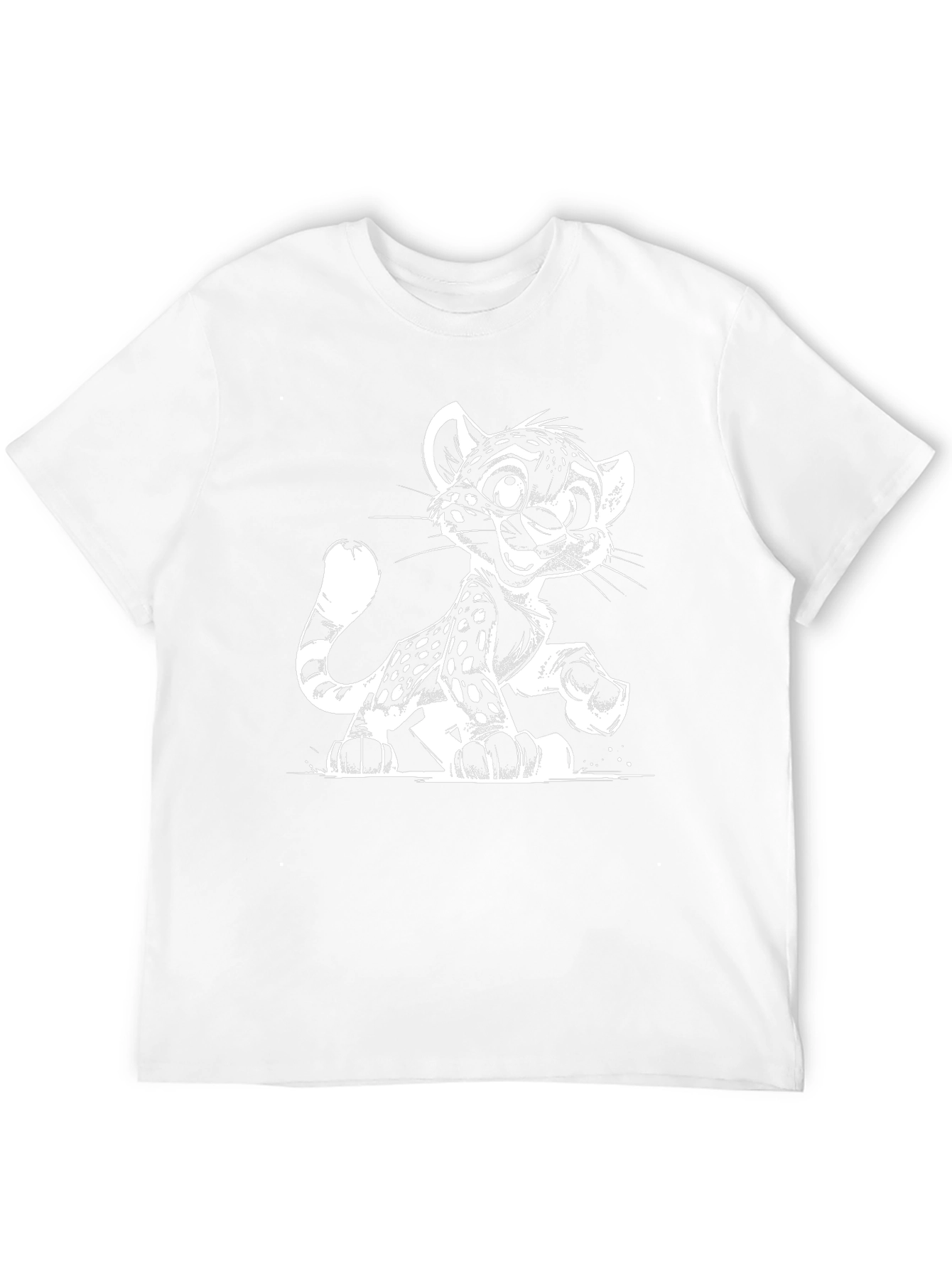 Cartoon Leopard Graphic Black T-Shirt