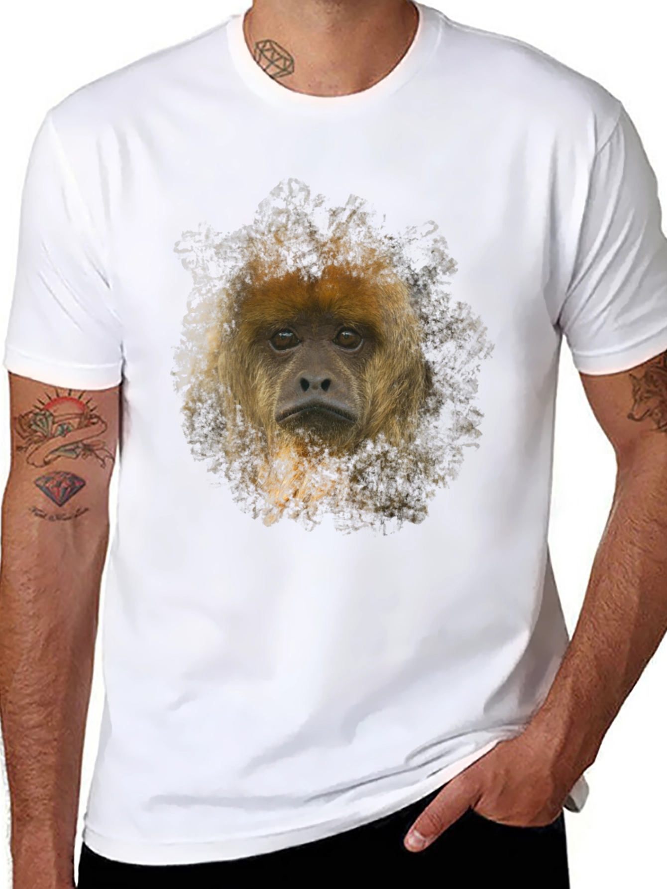 Monkey Face Graphic Black T-Shirt