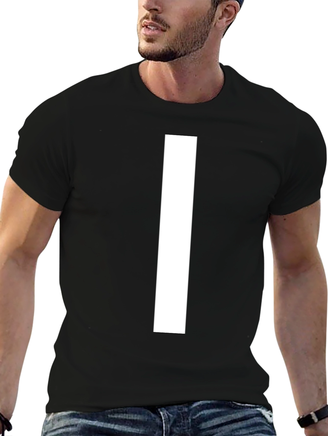 Bold White I on Black T-Shirt