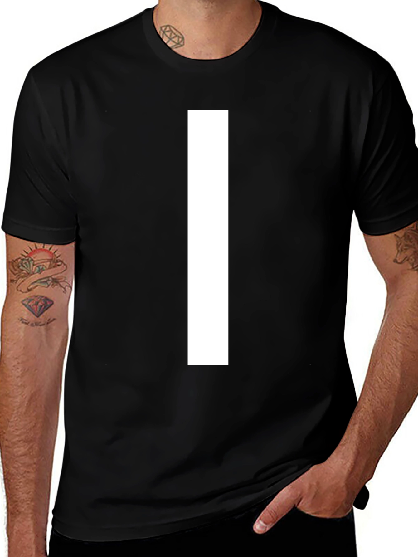 Bold White I on Black T-Shirt