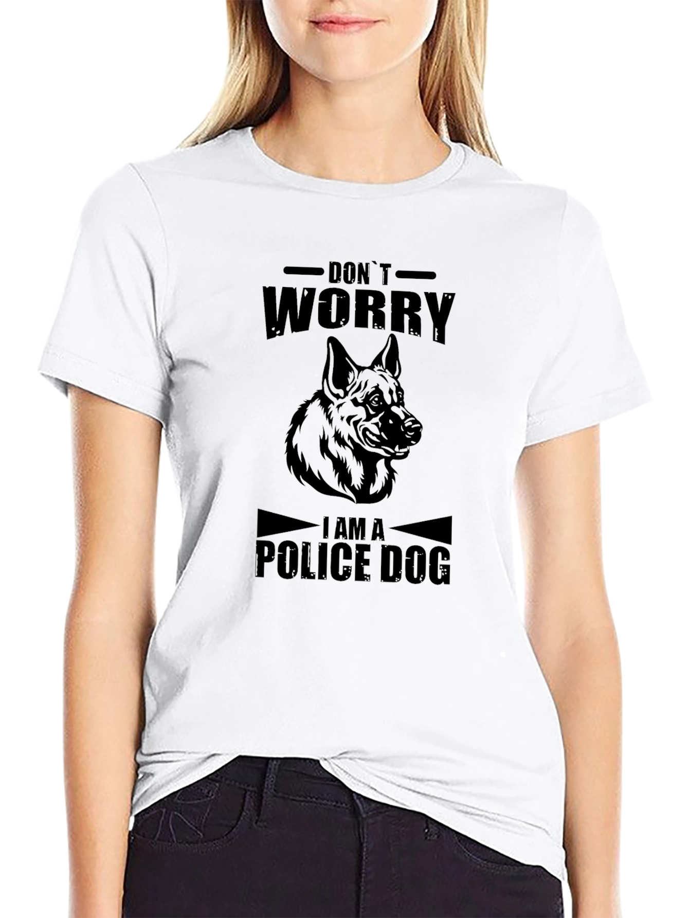 Dont Worry Police Dog Black T-Shirt