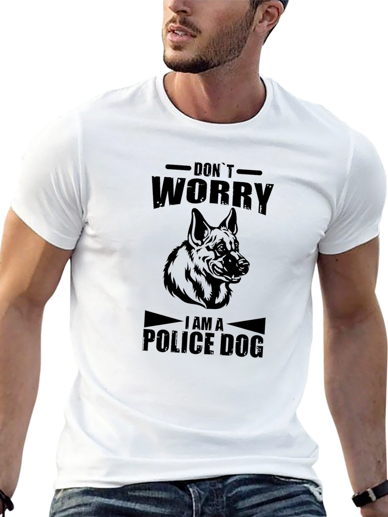 Dont Worry Police Dog Black T-Shirt