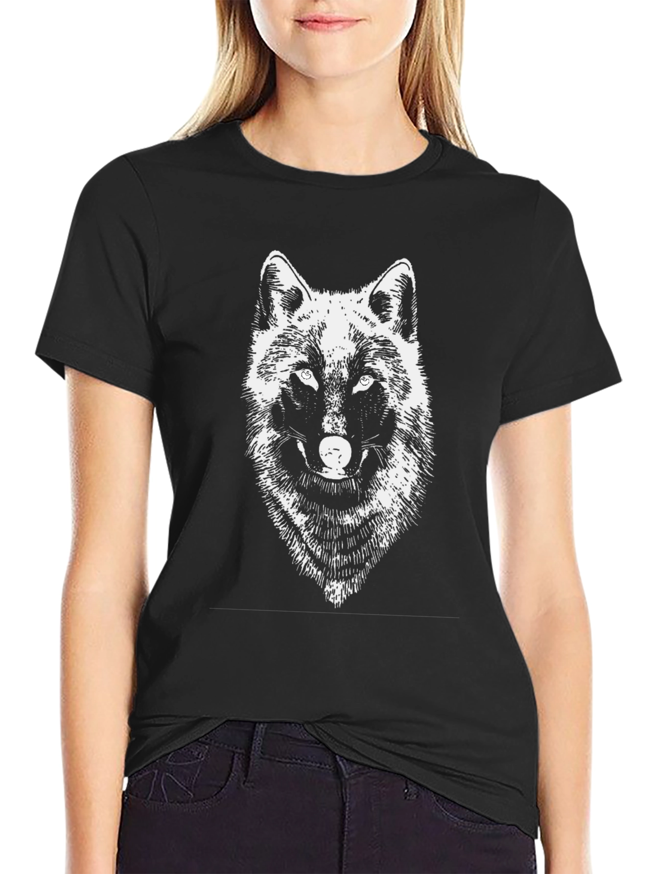 Wolf Graphic Tee - Bold Black Cotton T-Shirt
