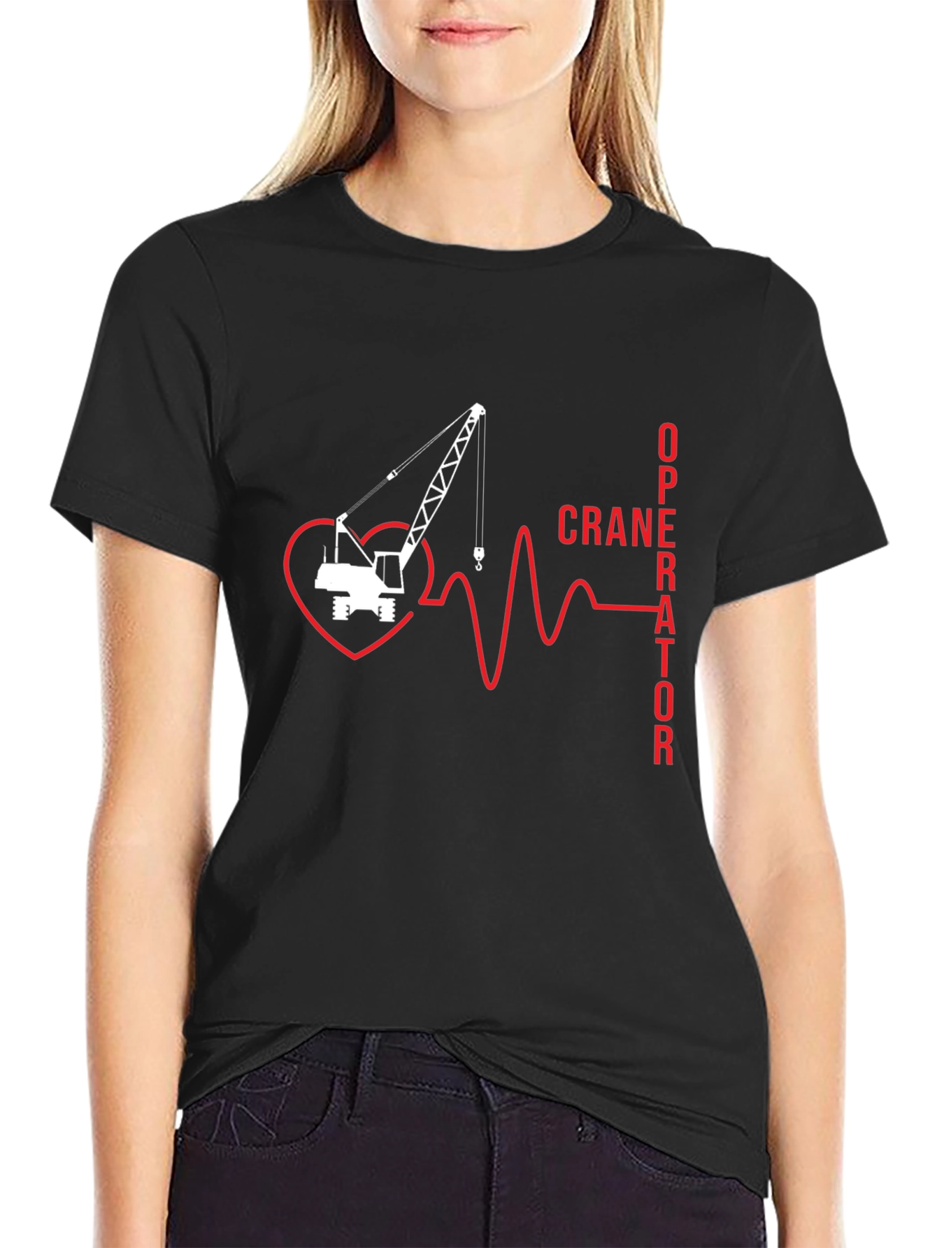 Crane Operator Heartbeat T-Shirt