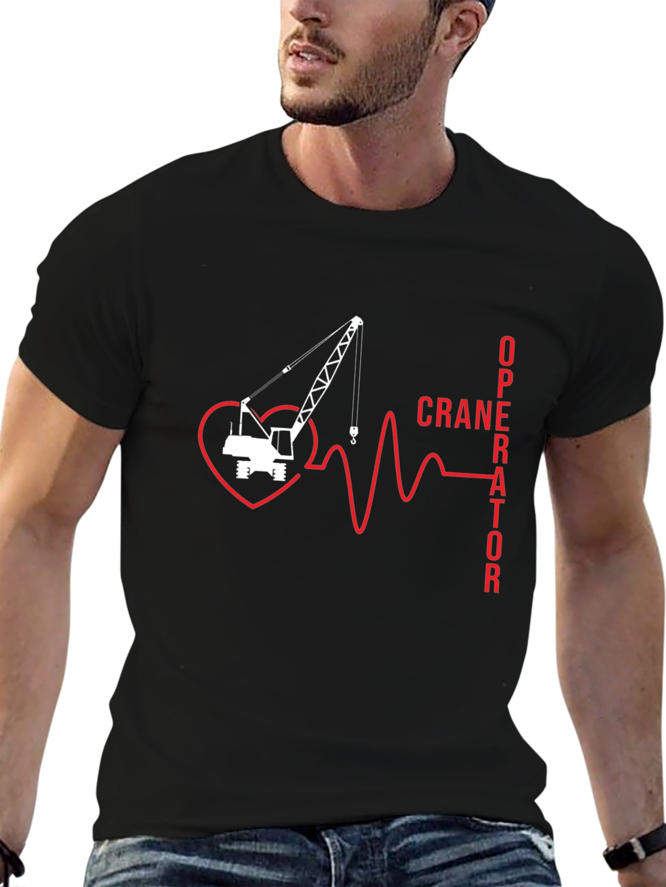 Crane Operator Heartbeat T-Shirt