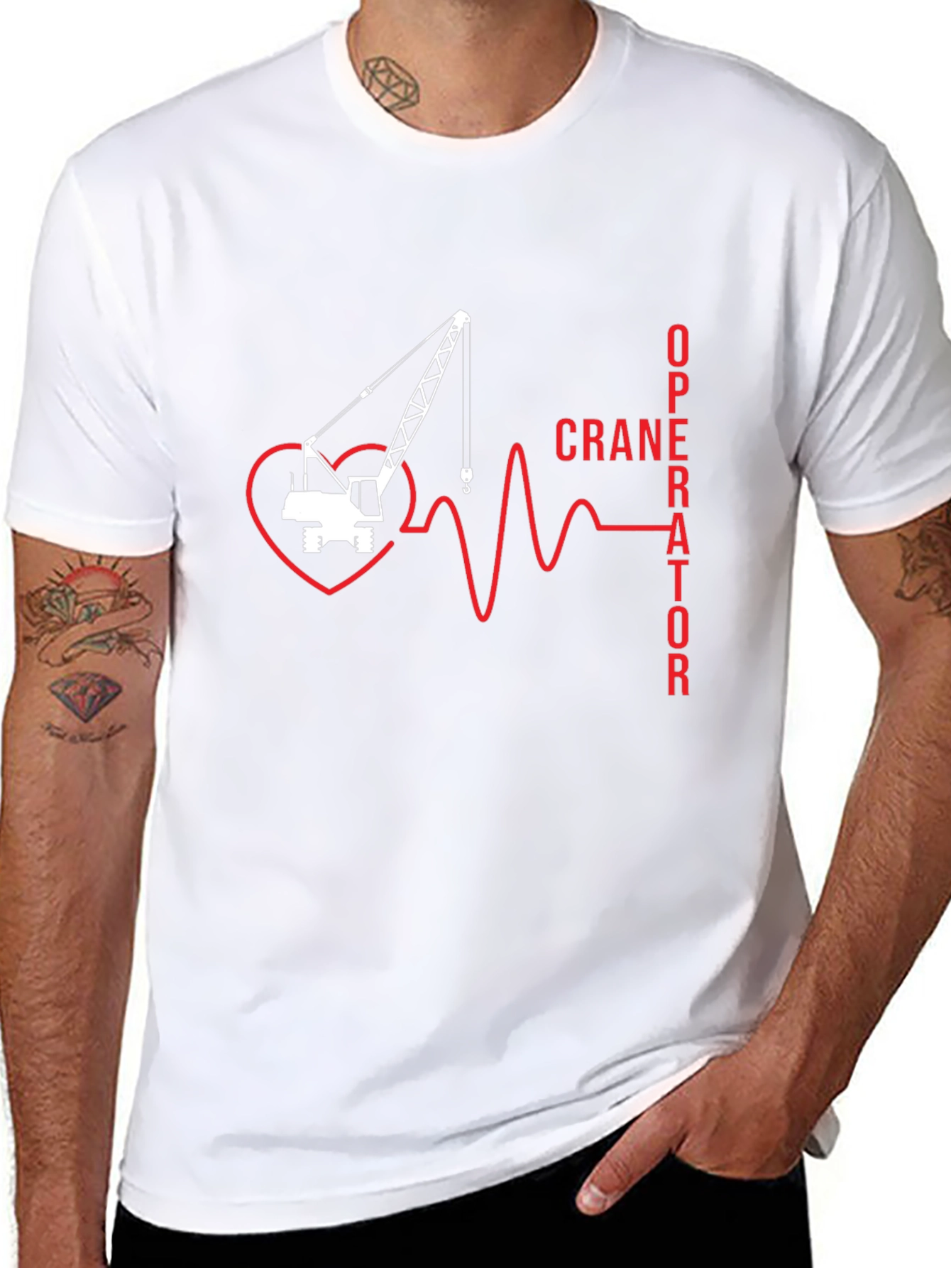 Crane Operator Heartbeat T-Shirt
