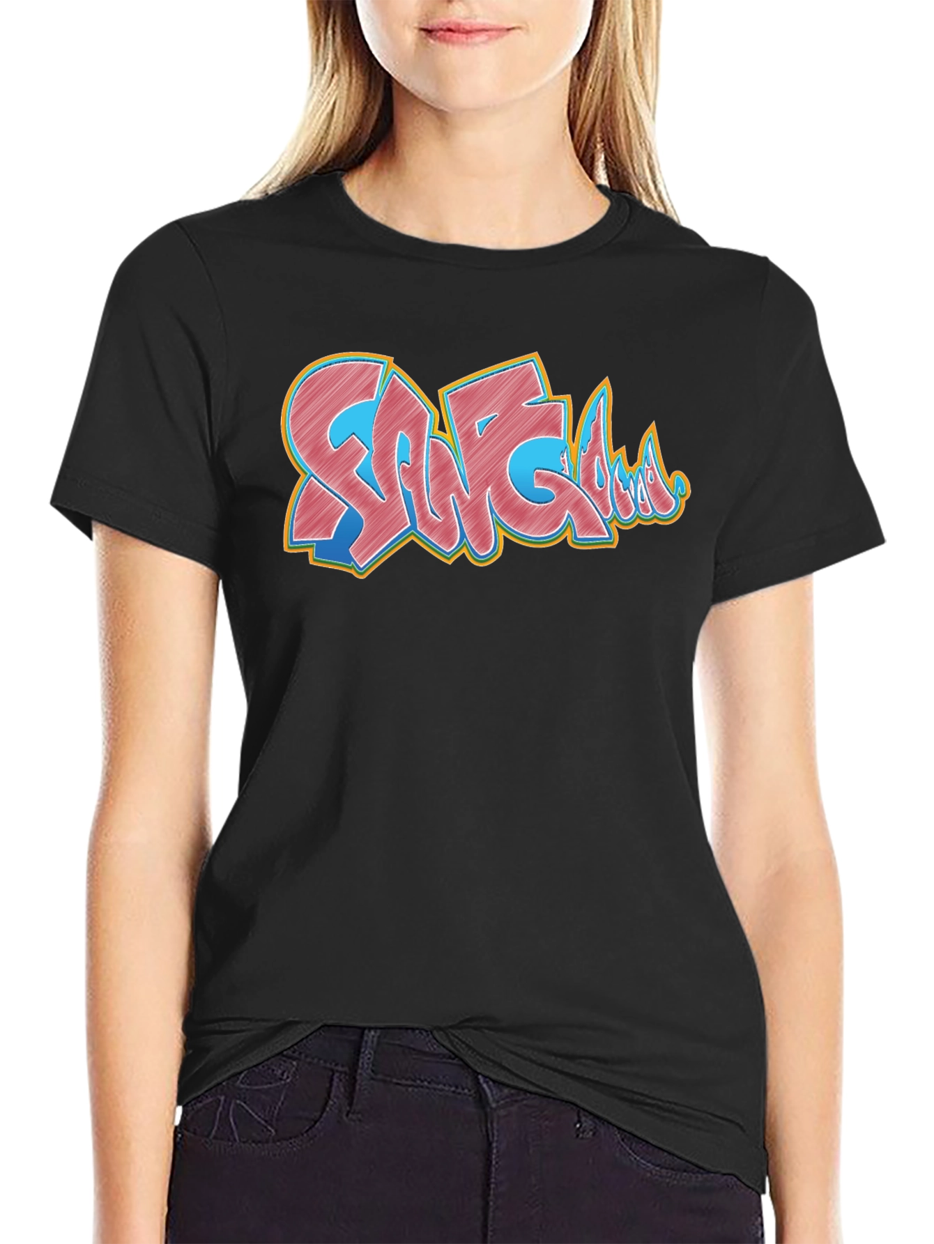 Graffiti Style Graphic Print Black T-Shirt