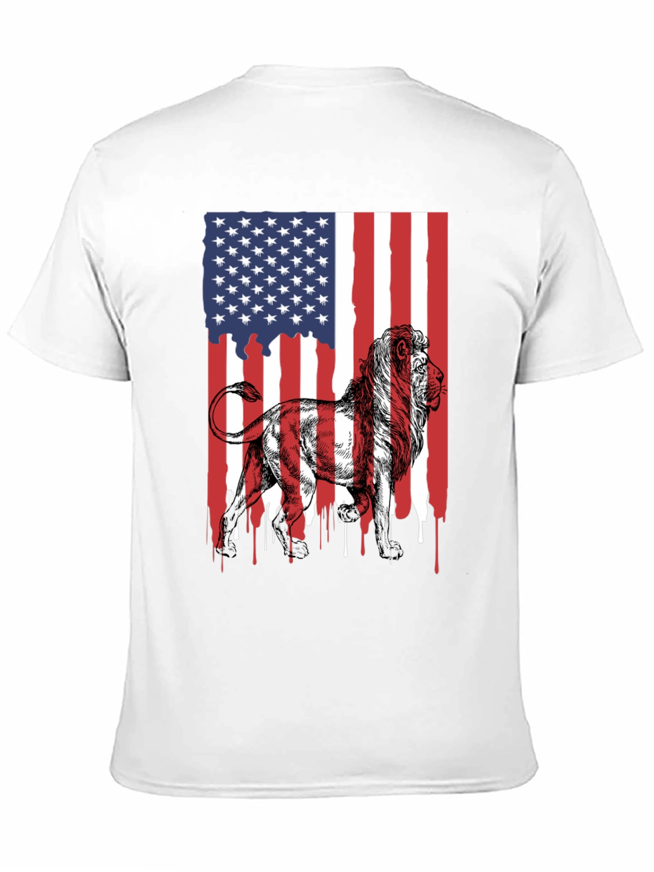 Lion American Flag Graphic Tee - Patriotic Style