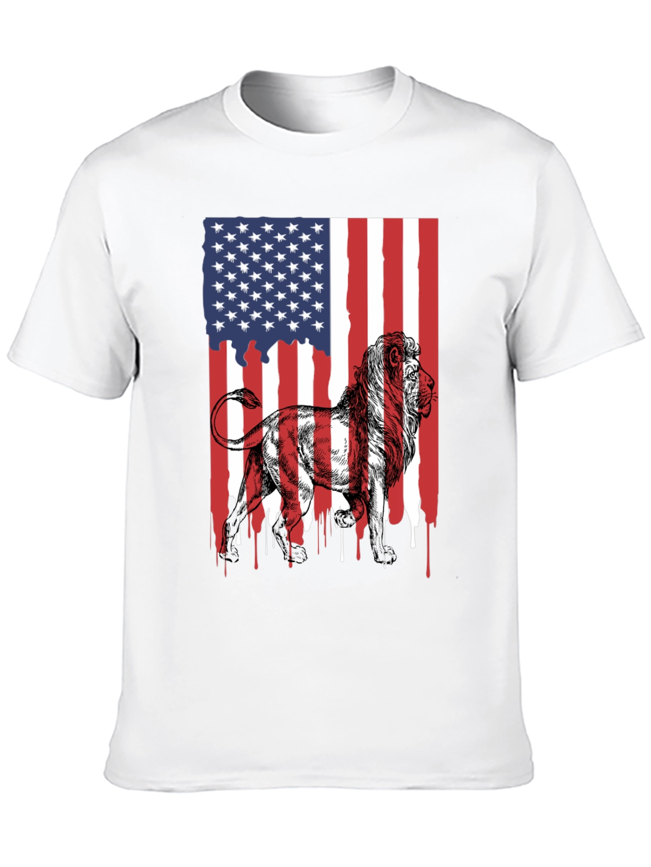 Lion American Flag Graphic Tee - Patriotic Style
