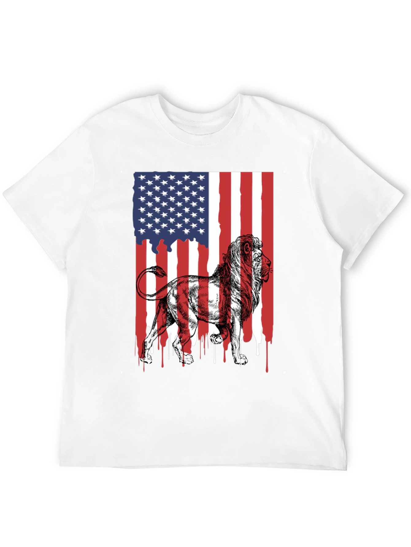 Lion American Flag Graphic Tee - Patriotic Style
