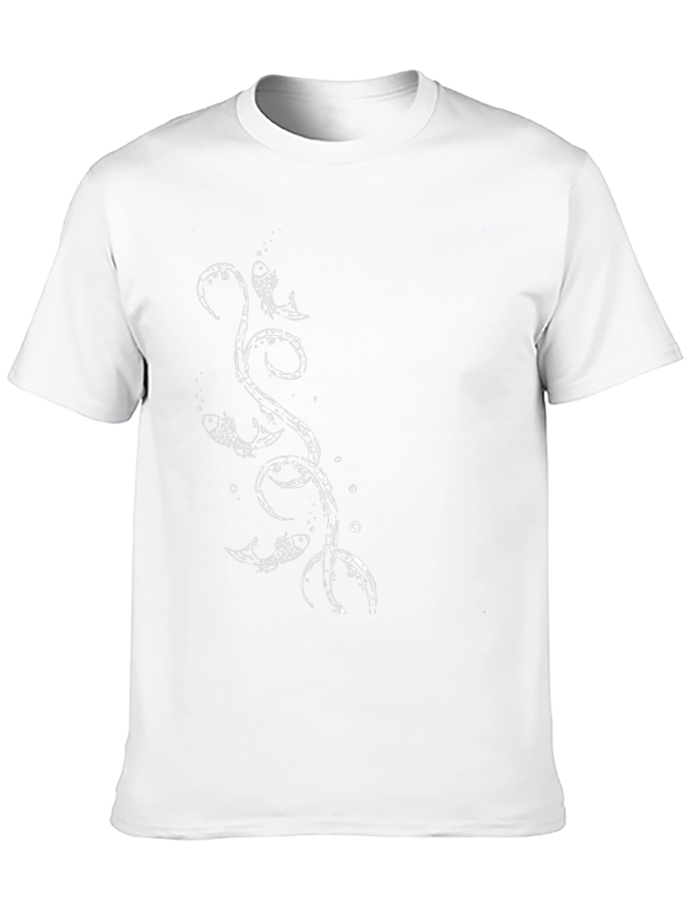 Mens Black T-Shirt with Fish Graphic Print