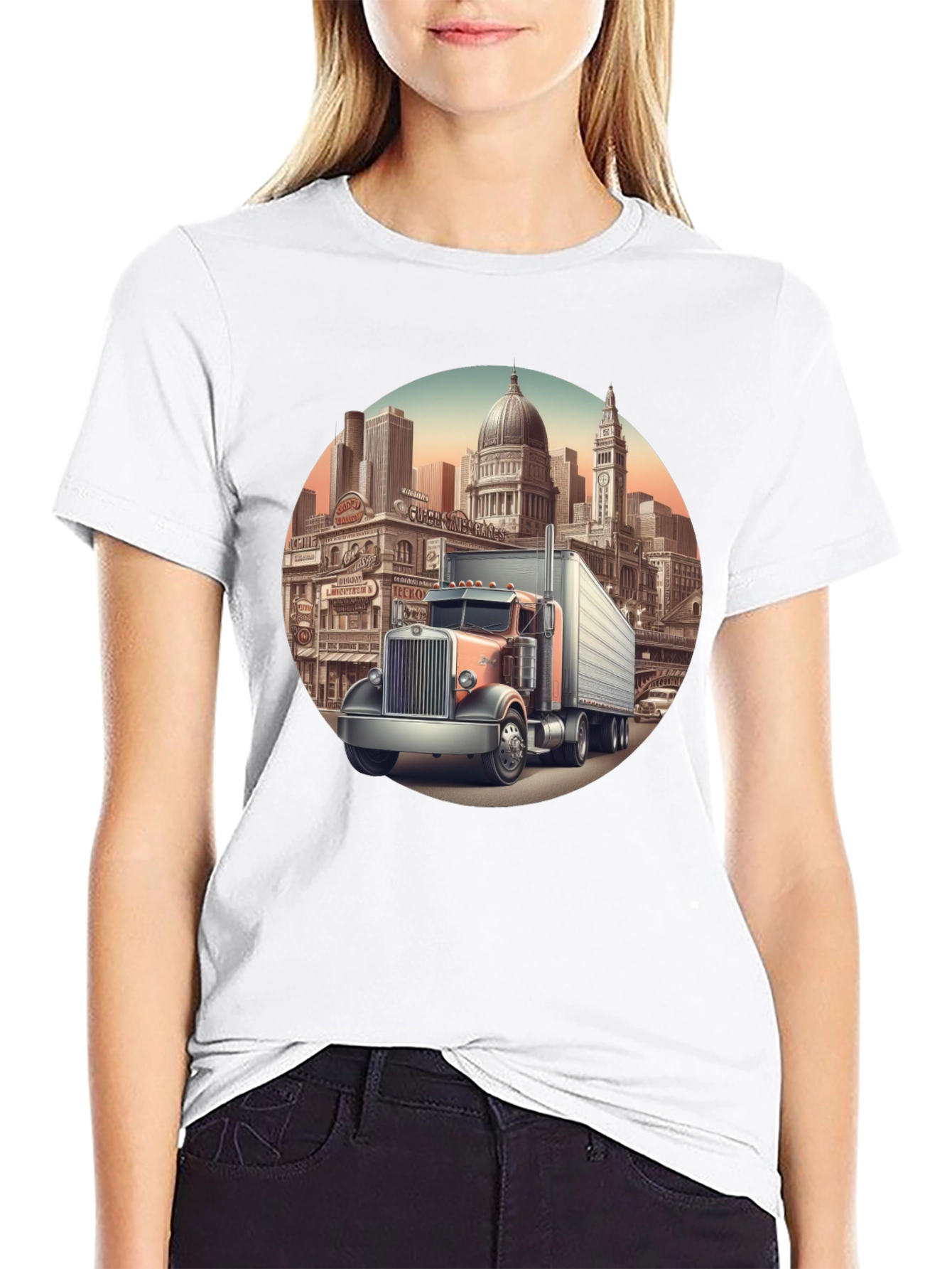 Trucker Cityscape Graphic Tee