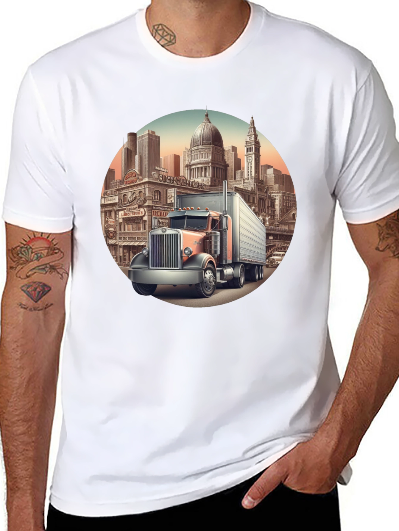 Trucker Cityscape Graphic Tee