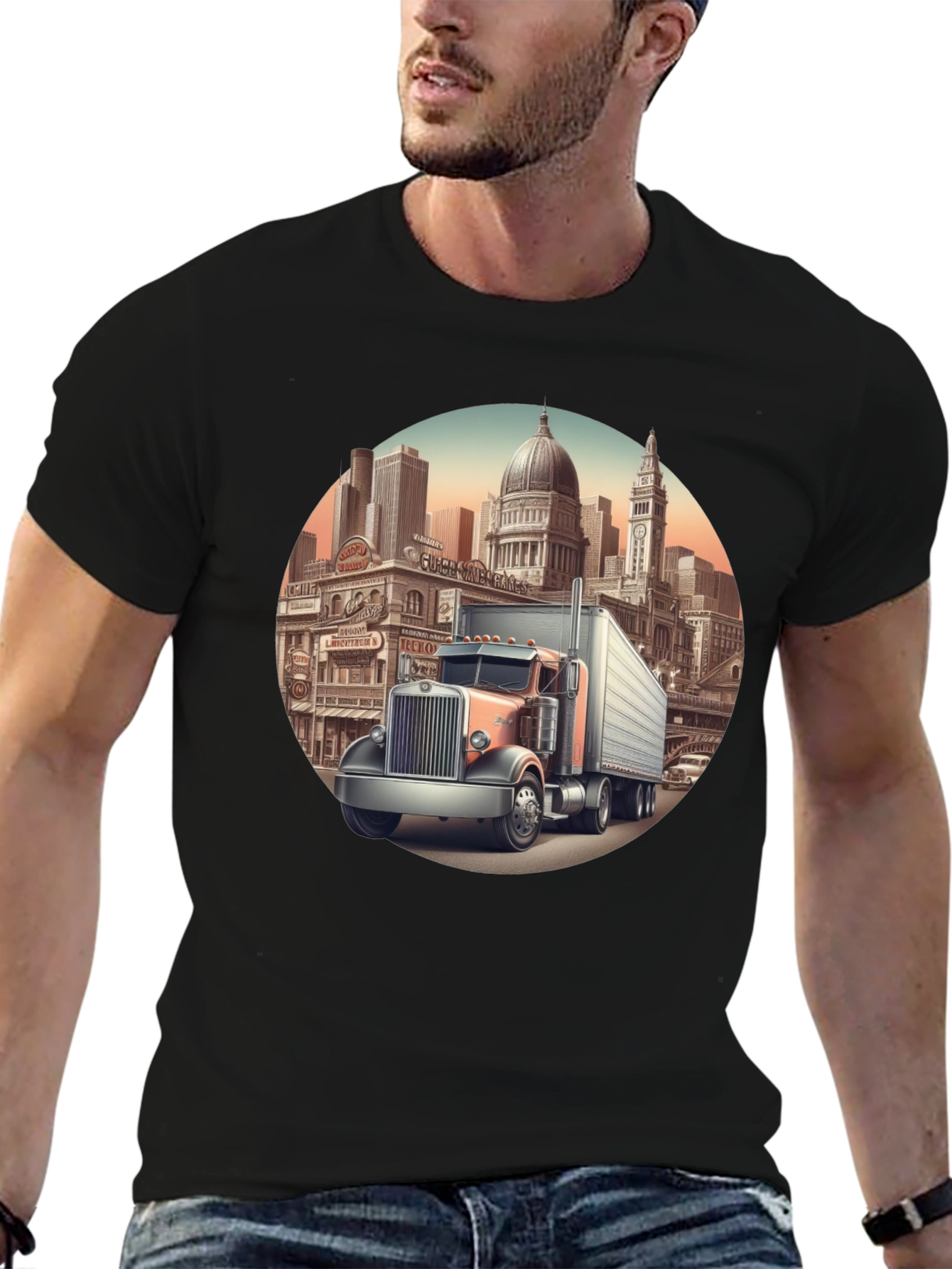 Trucker Cityscape Graphic Tee