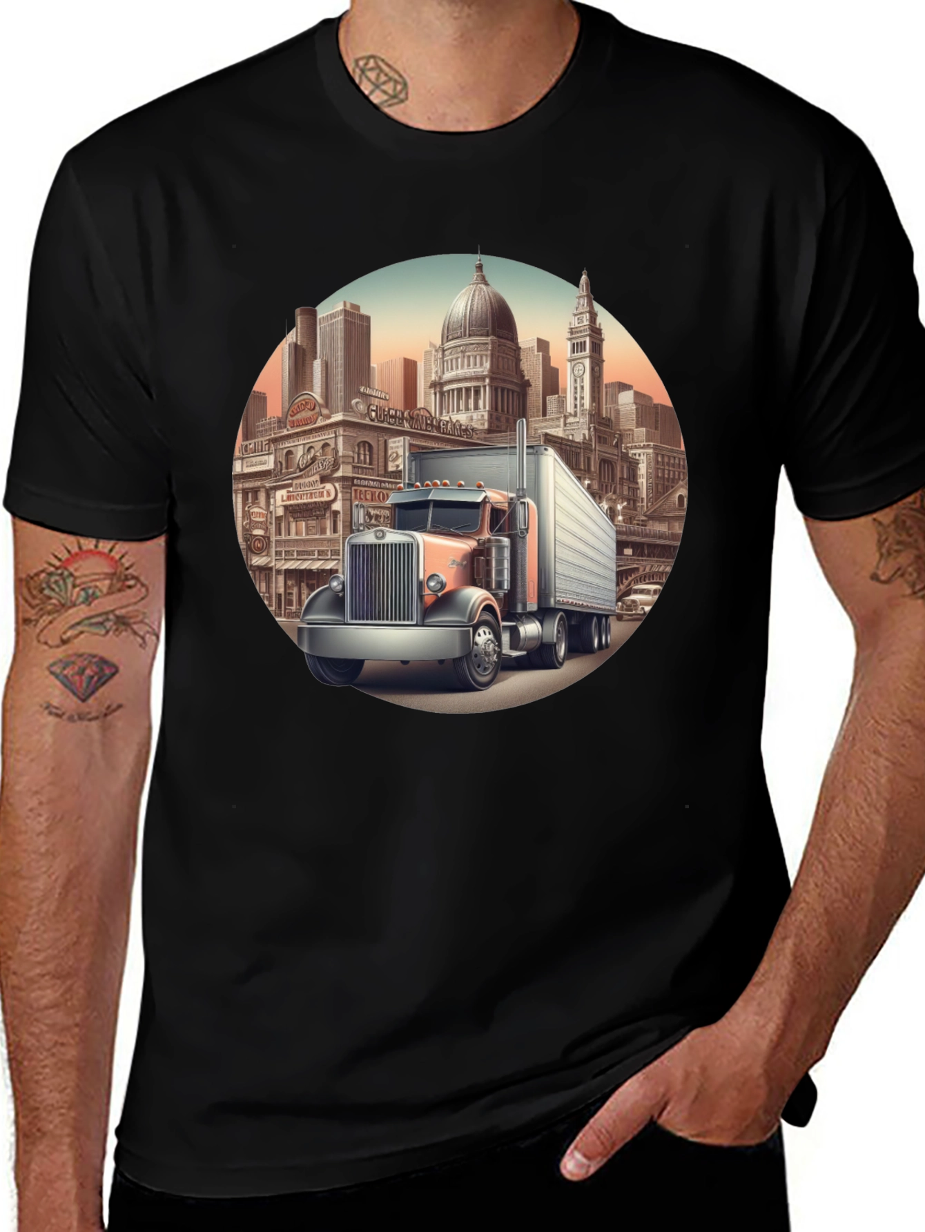 Trucker Cityscape Graphic Tee