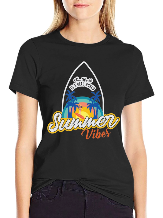 Summer Vibes Graphic Tee - Sea World Surfboard Design