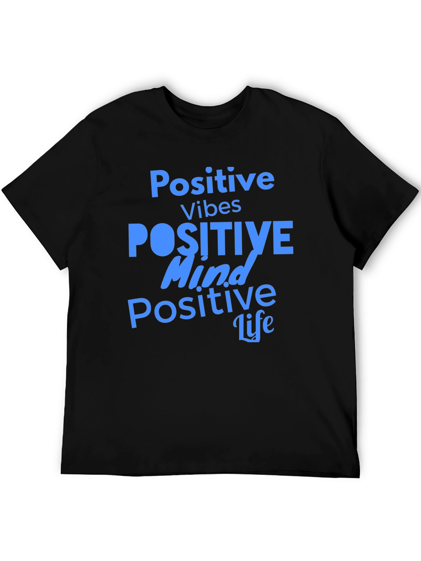 Positive Vibes Graphic Tee - Black Casual T-Shirt