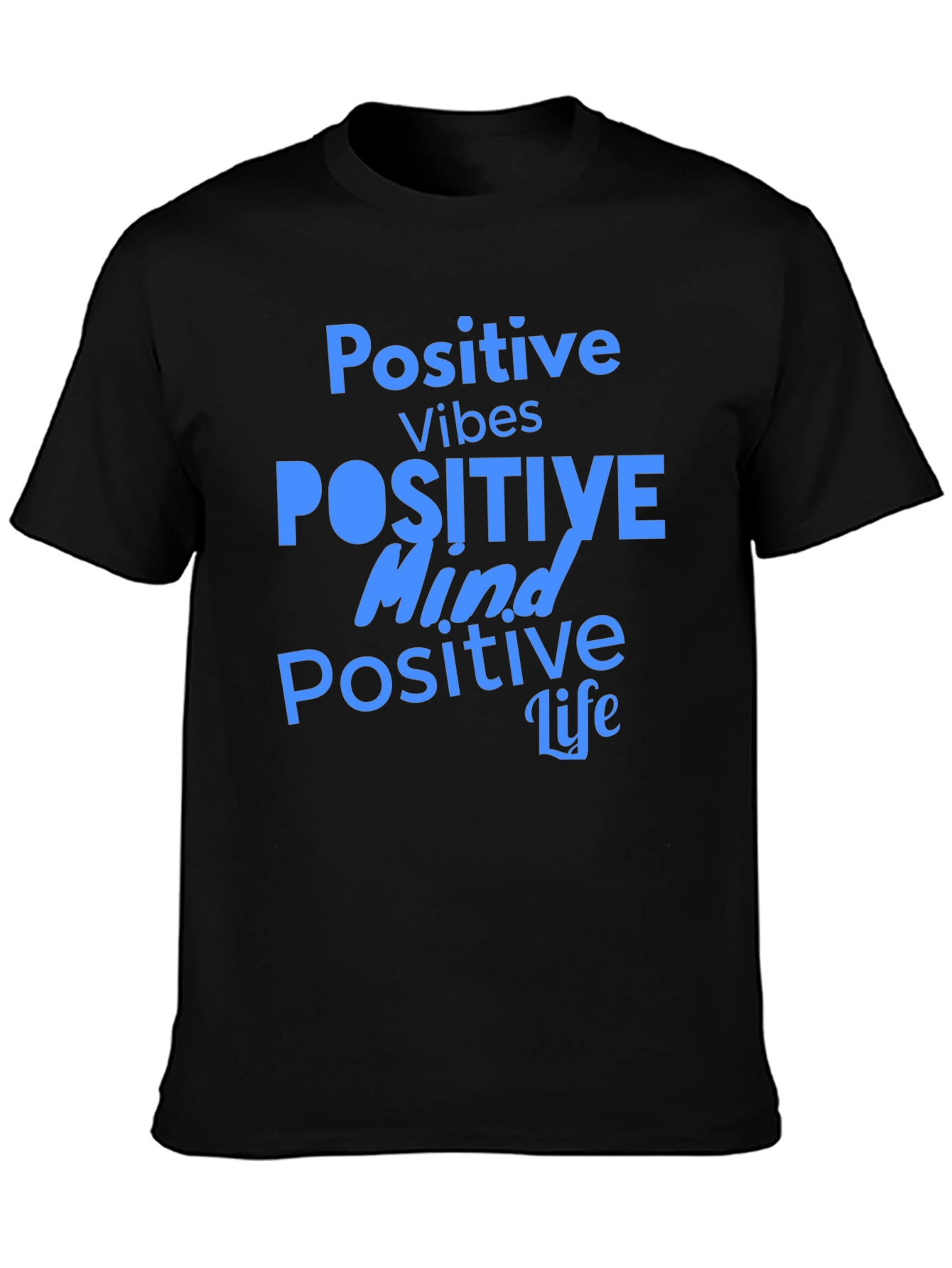 Positive Vibes Graphic Tee - Black Casual T-Shirt