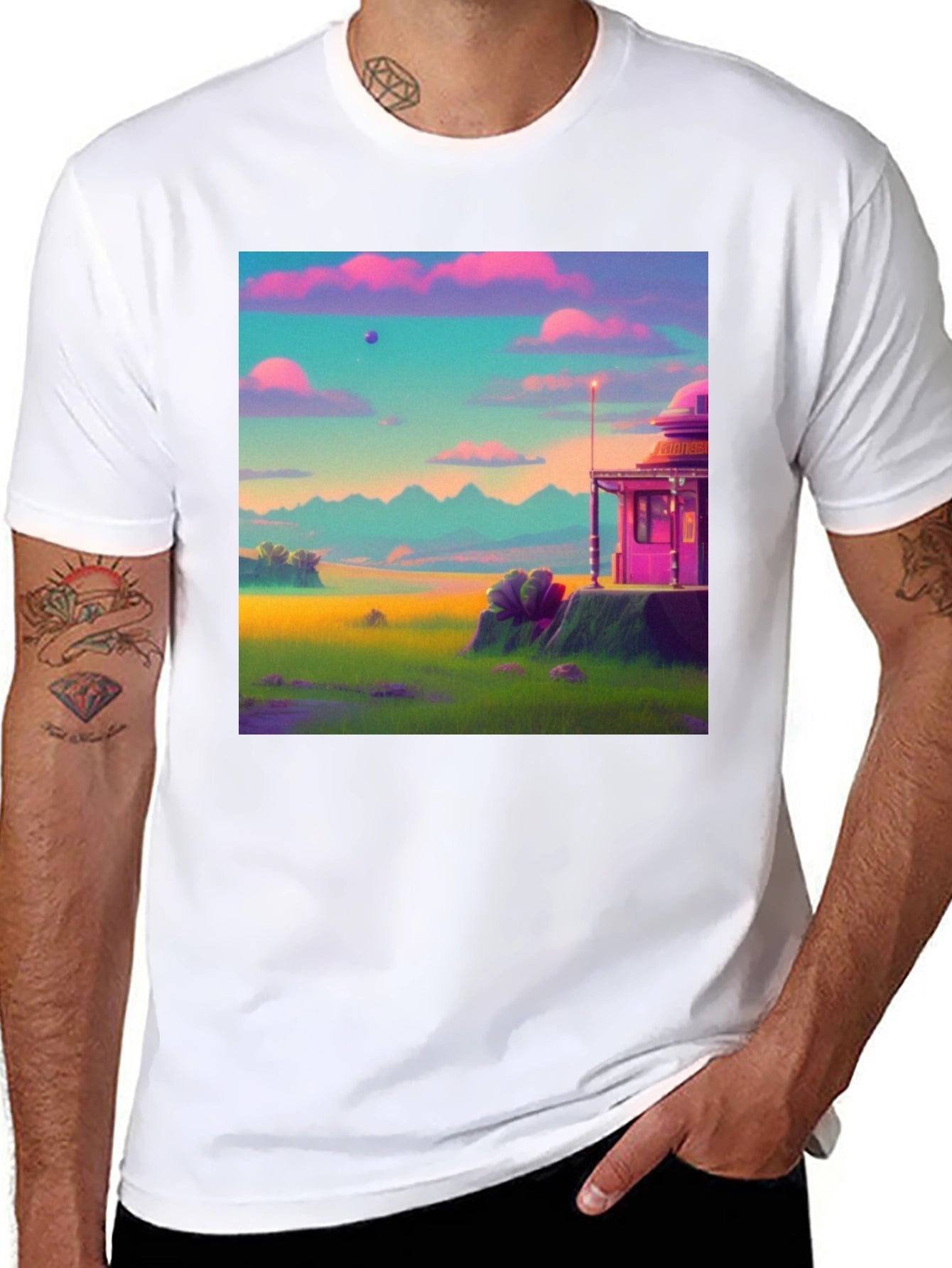 Vaporwave Landscape Graphic Tee - Retro Style