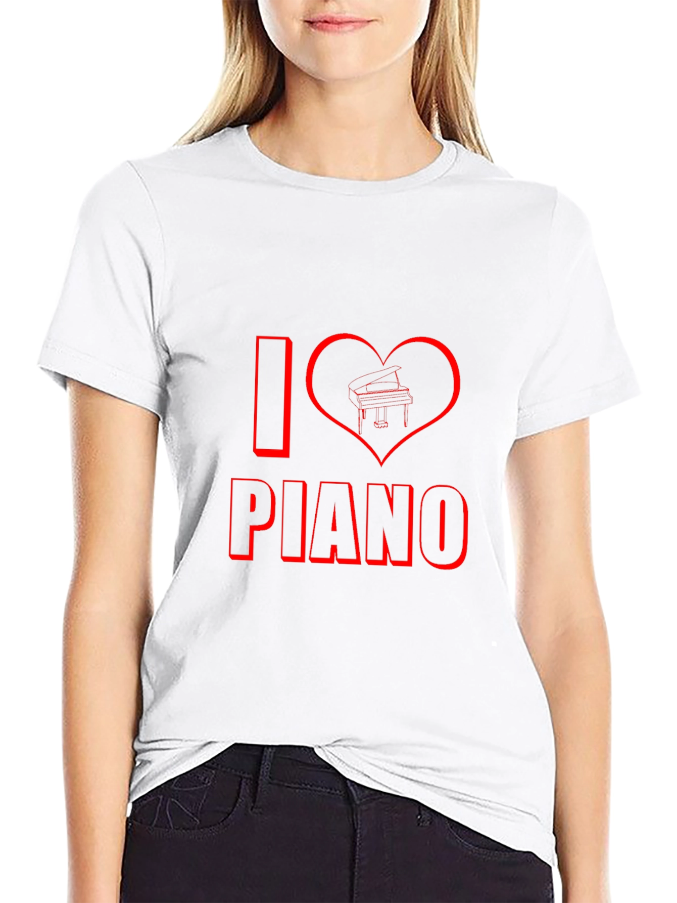 I Heart Piano Black T-Shirt