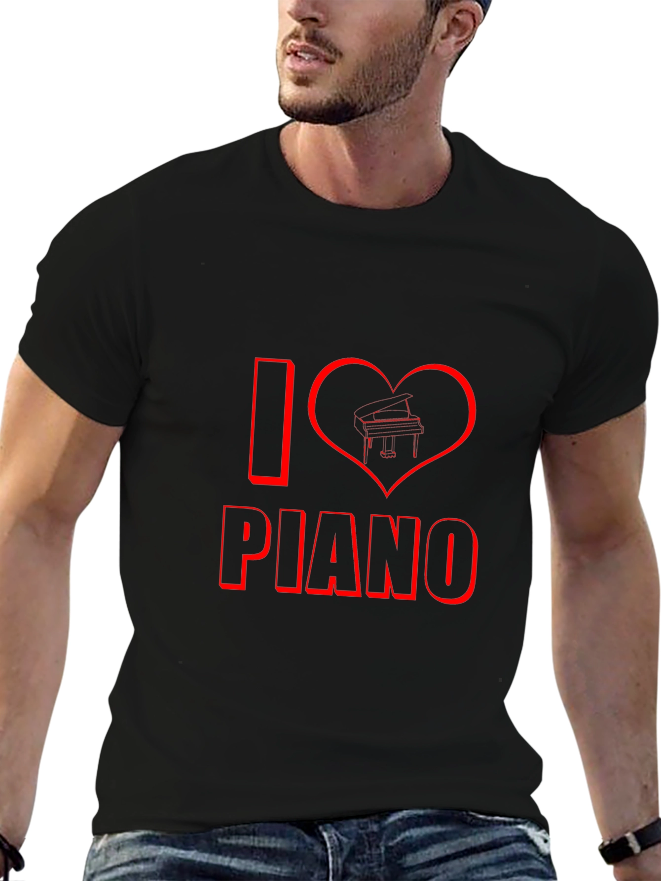 I Heart Piano Black T-Shirt