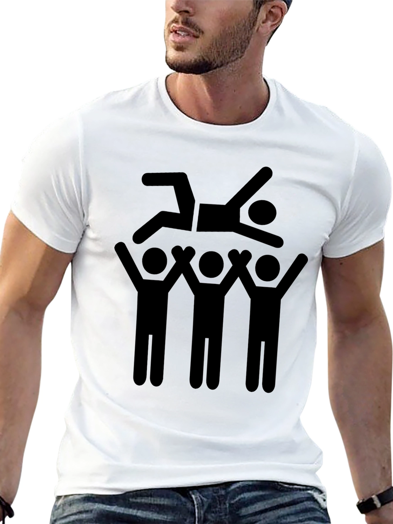 Crowd Surfing Graphic Tee - Black Cotton T-Shirt
