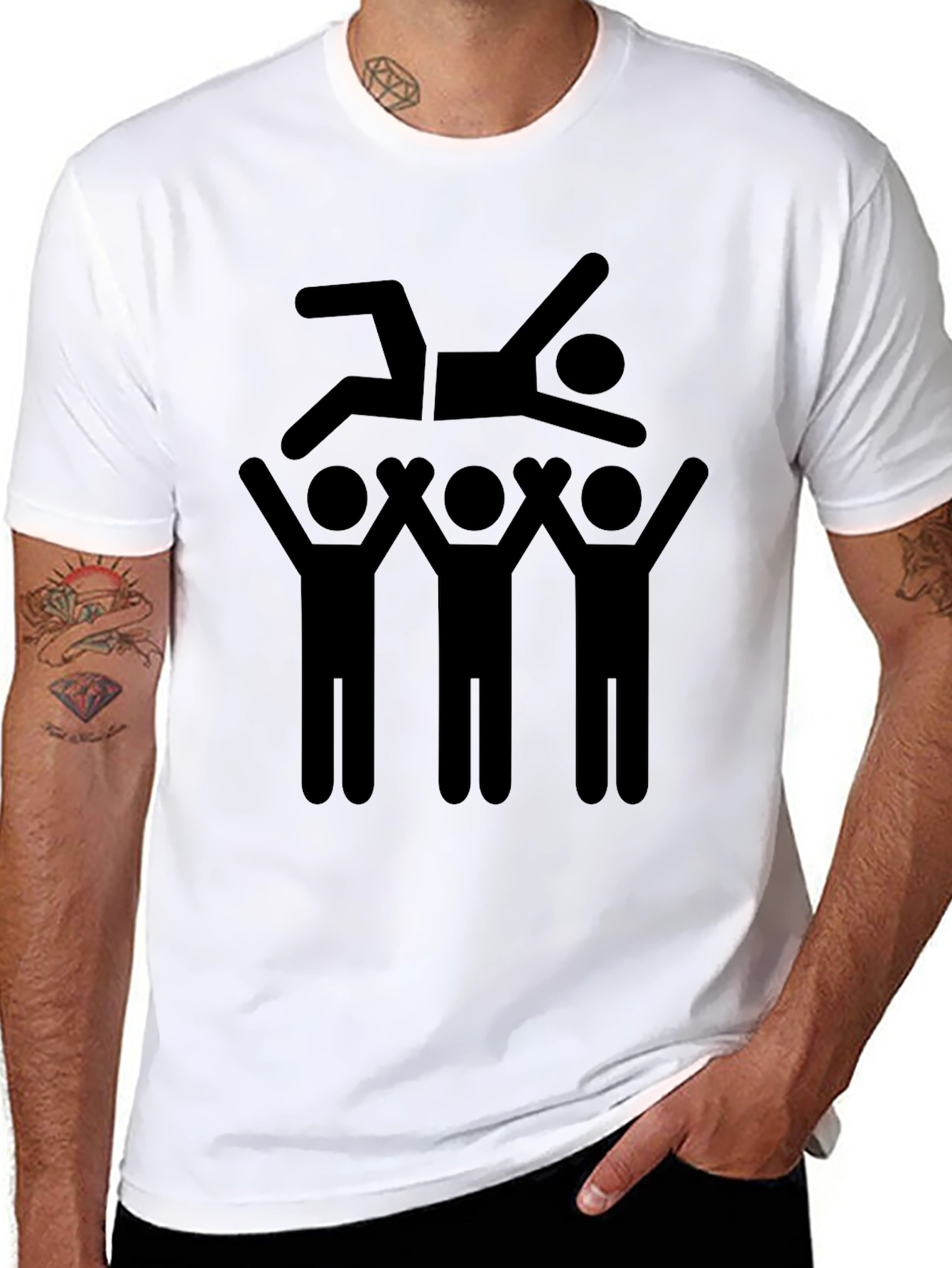 Crowd Surfing Graphic Tee - Black Cotton T-Shirt