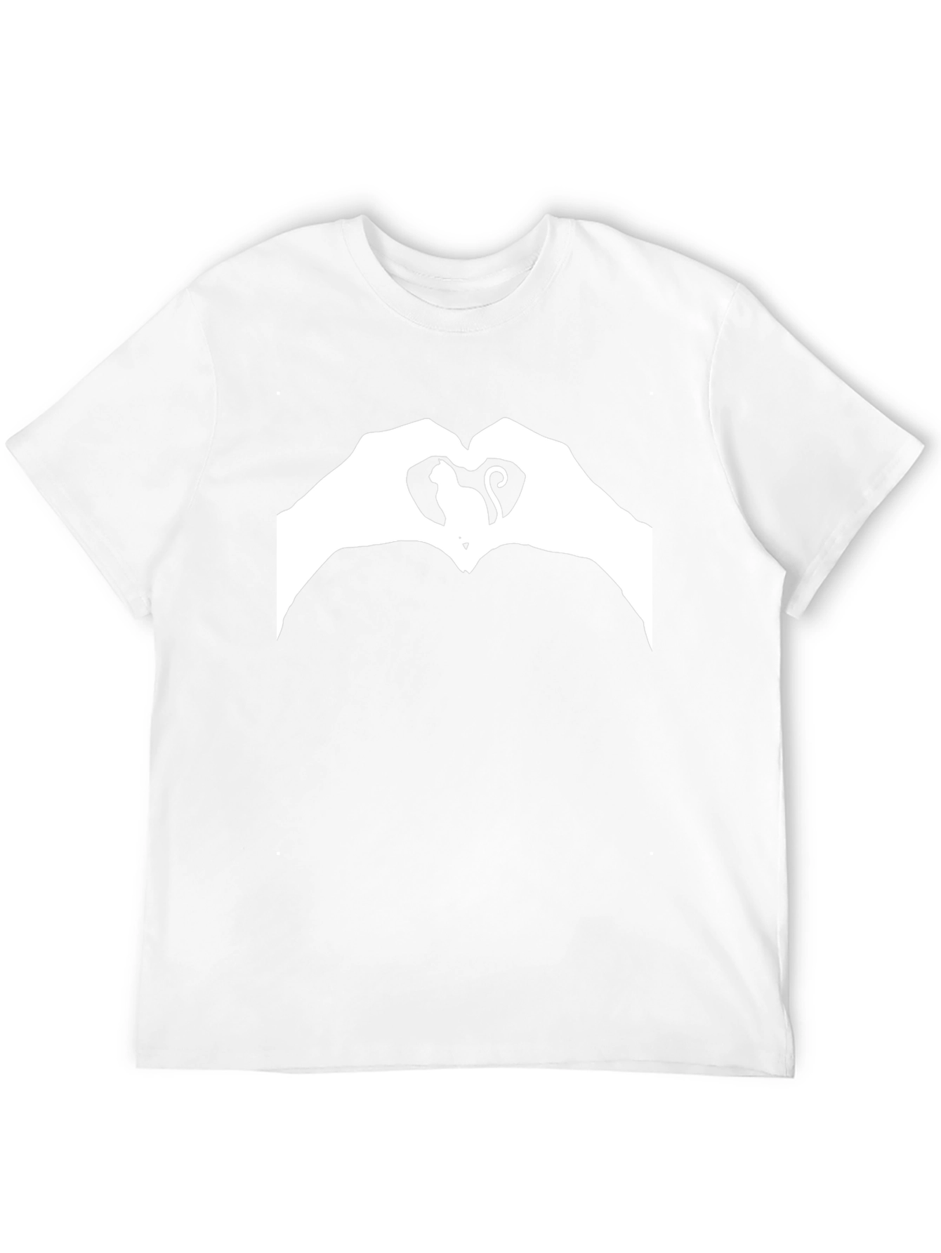 Cat Heart Hands Graphic T-Shirt - Black