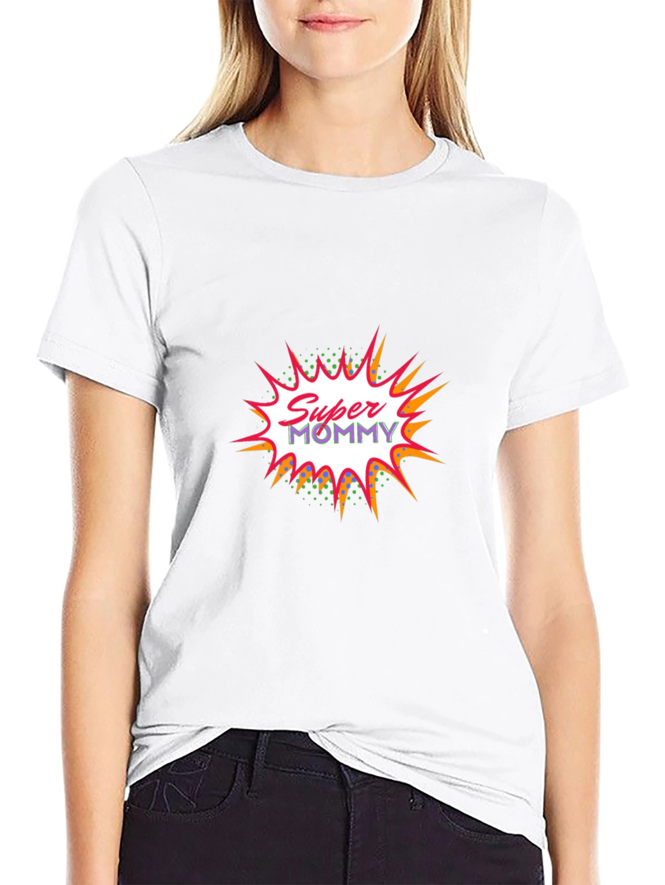 Super Mommy Graphic Tee - Black Cotton Casual T-Shirt