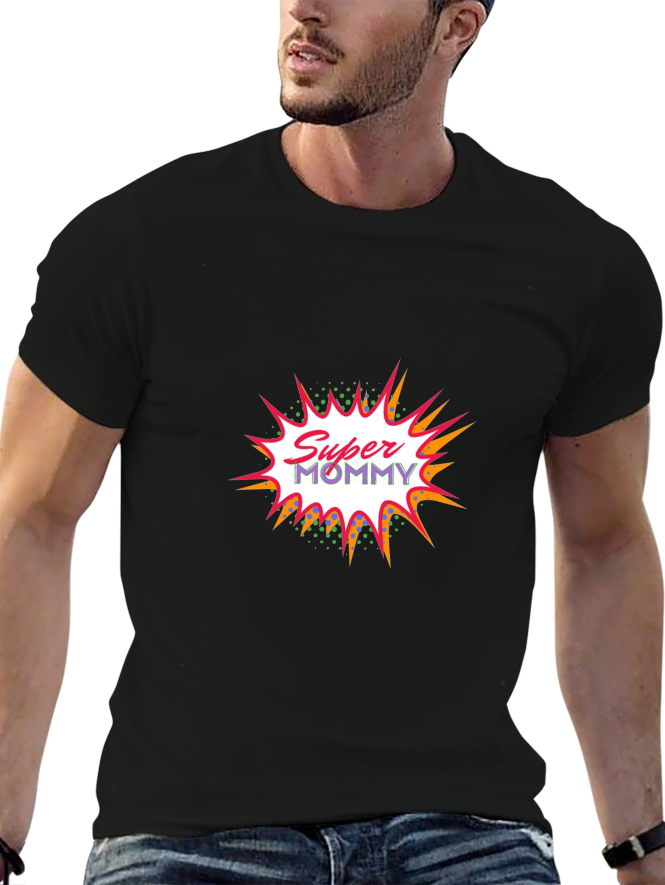 Super Mommy Graphic Tee - Black Cotton Casual T-Shirt