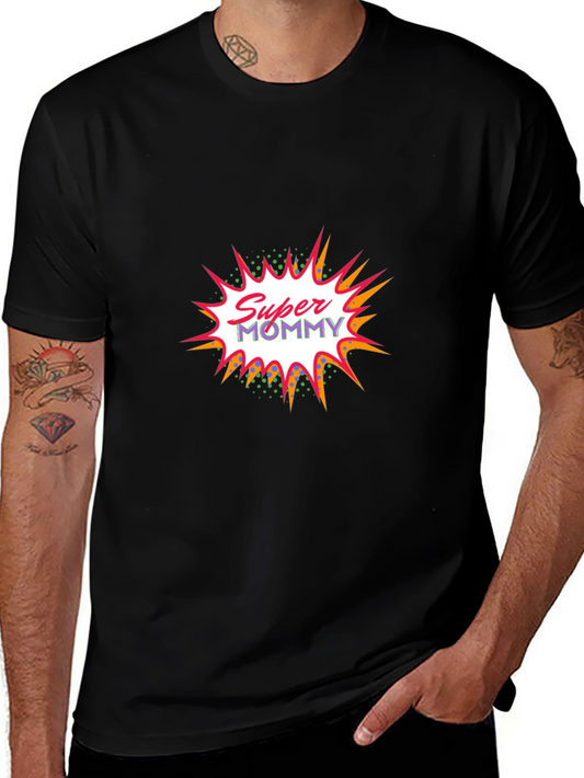 Super Mommy Graphic Tee - Black Cotton Casual T-Shirt
