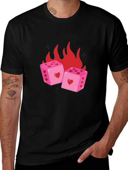 Heart Dice on Fire T-Shirt - Luck & Love Graphic Tee