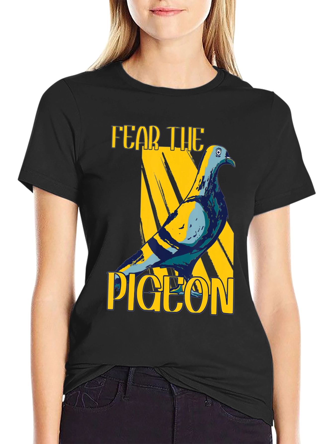 Fear The Pigeon Graphic T-Shirt - Black