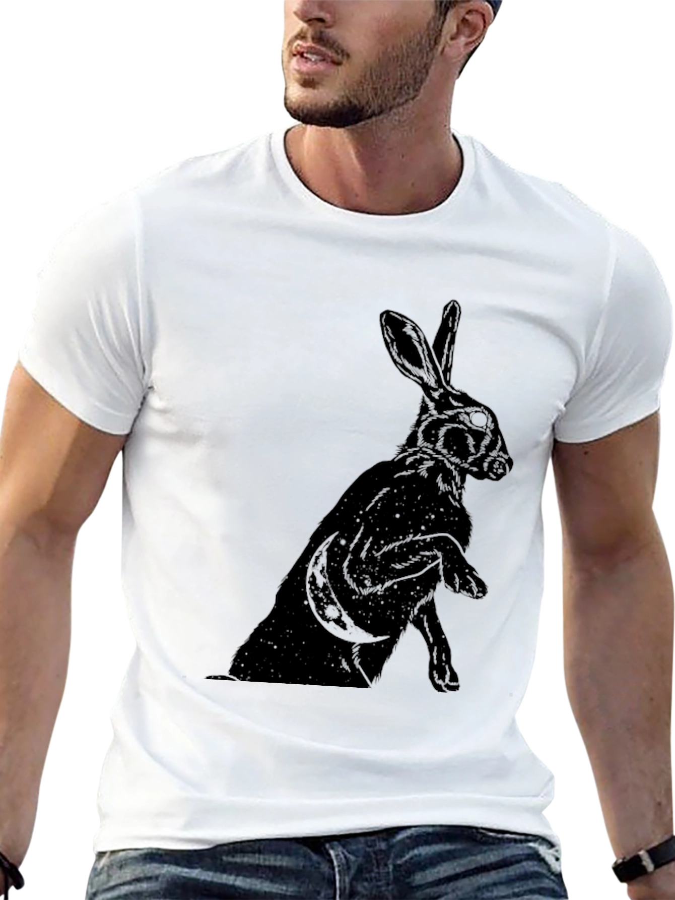 Mystic Rabbit Graphic Tee - Black Cotton